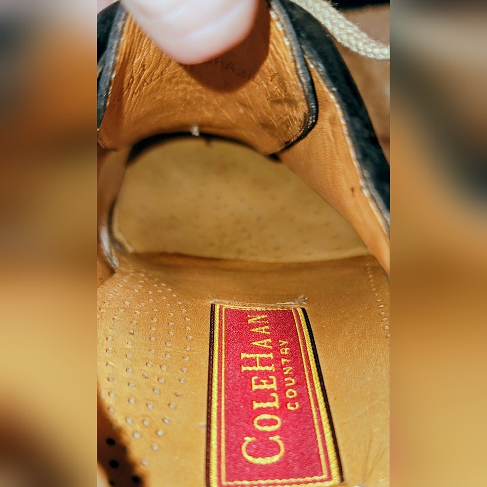 Vtg COLE HAAN Men's Two Tone Oxfords Beige Navy USA- US 7 1/2 D see measurements - Picture 11 of 16